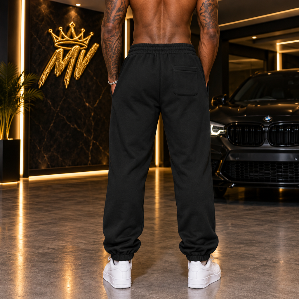 Moneyvation Premium Legendary Black Crown Heavyweight Joggerers