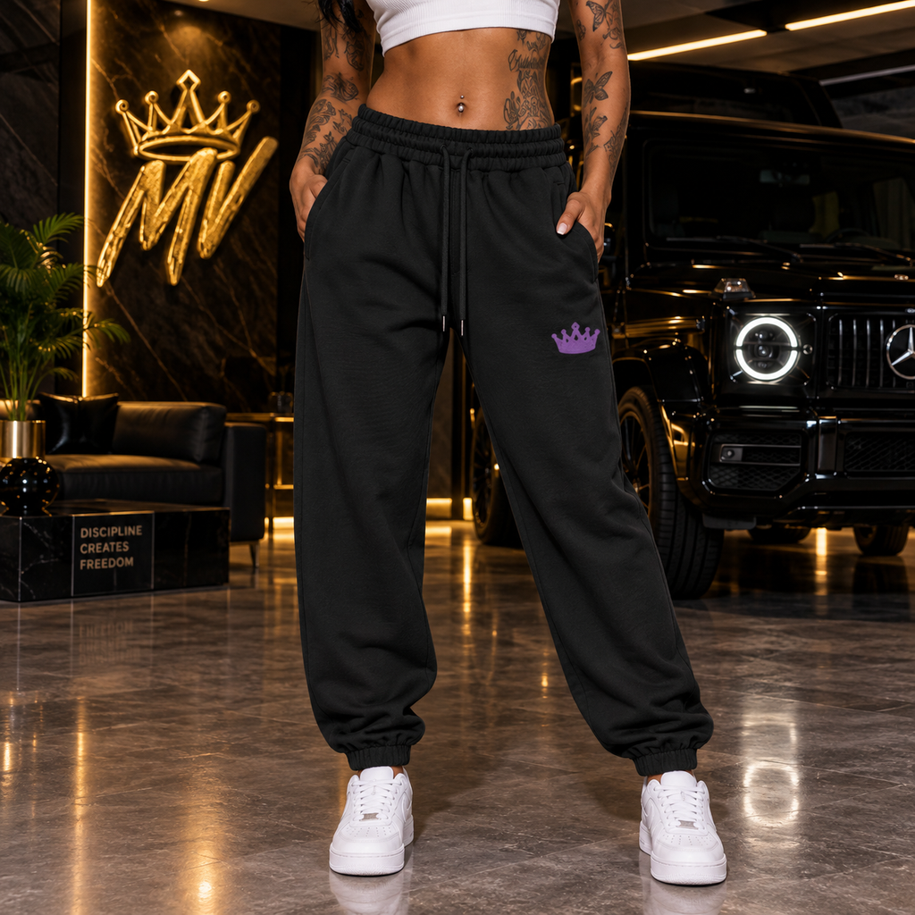 Moneyvation Premium Royal Purple Crown Heavyweight Joggerers