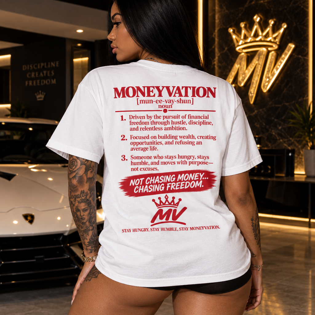 Moneyvation "Chasing Freedom" Red Essentials Tee