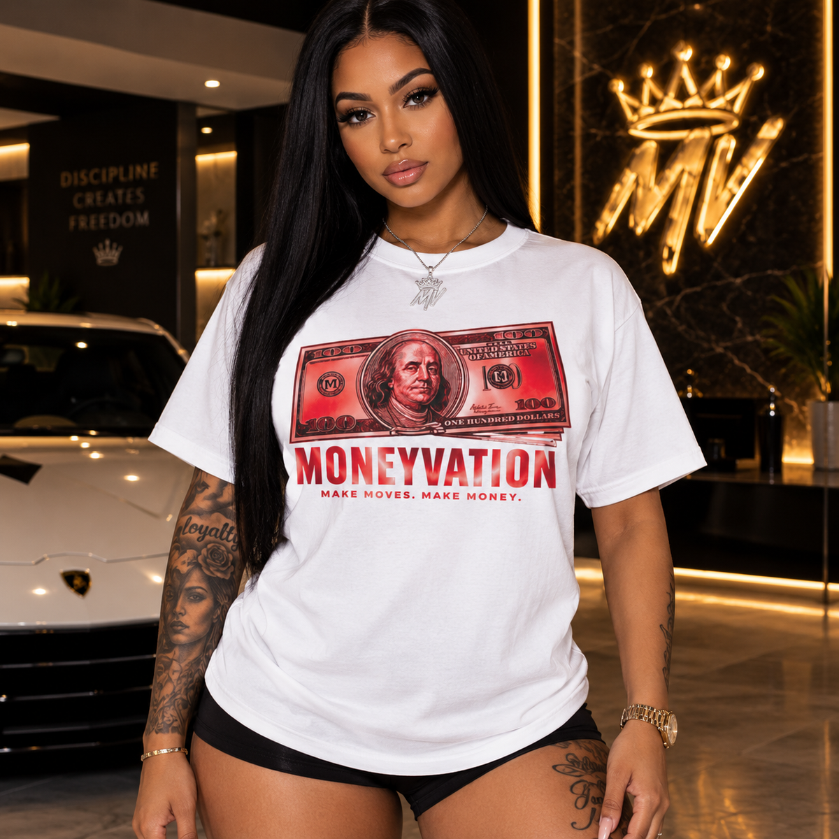 Moneyvation "Chasing Freedom" Red Essentials Tee