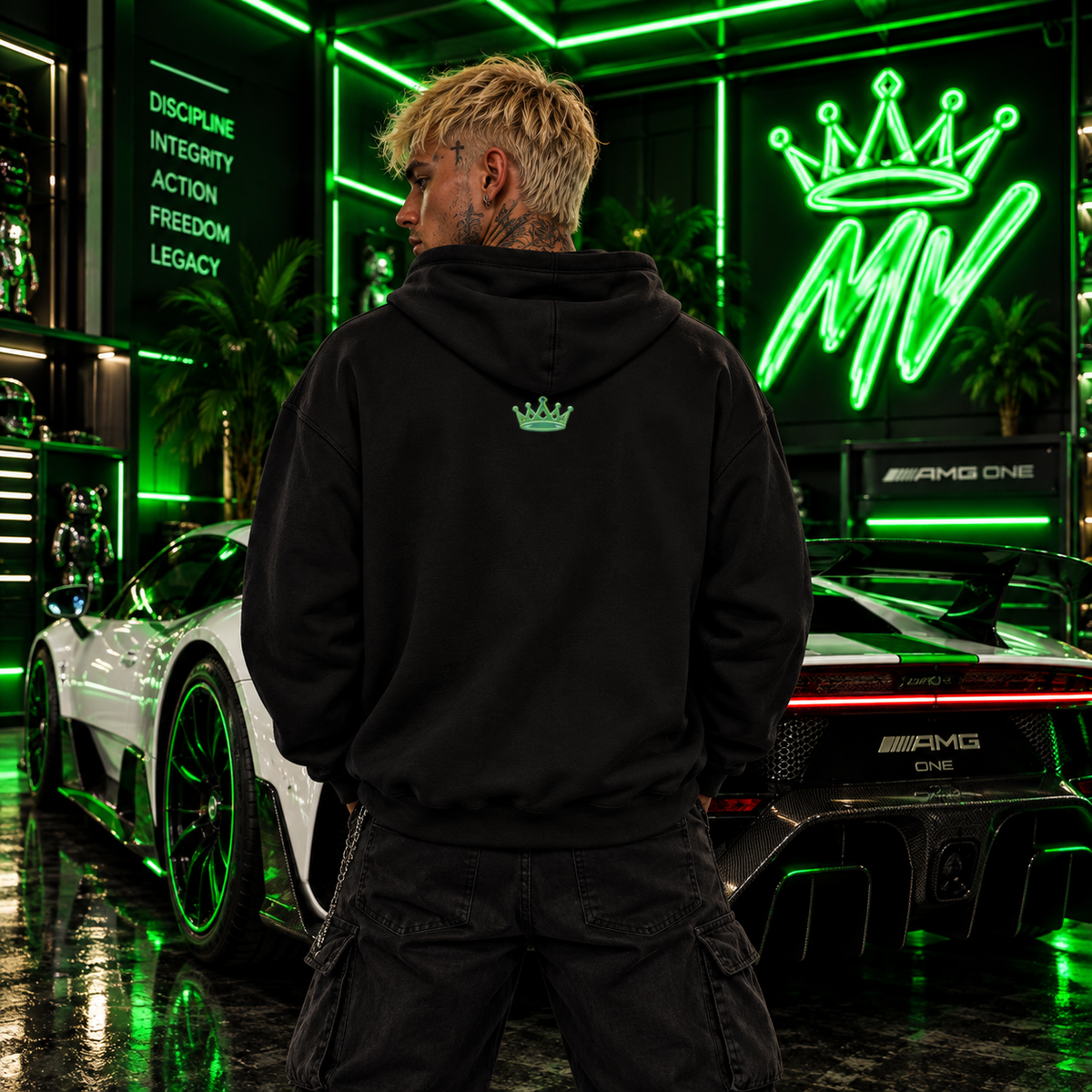 Moneyvation Premium Green Crown Signature Heavyweight Hoodie