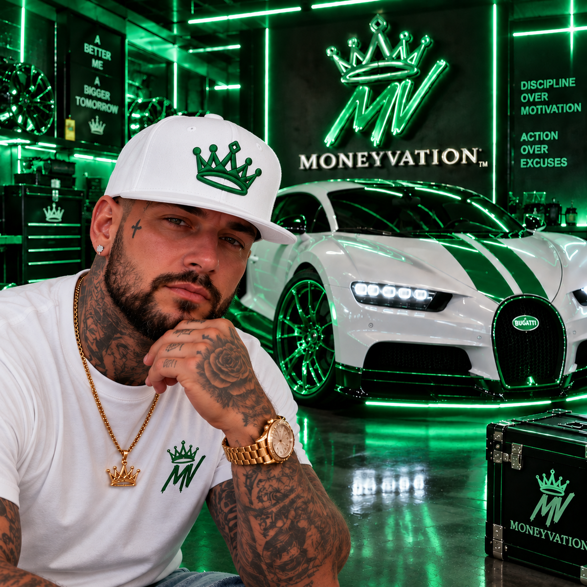 Moneyvation™ Signature Snapback Hat Forge Green