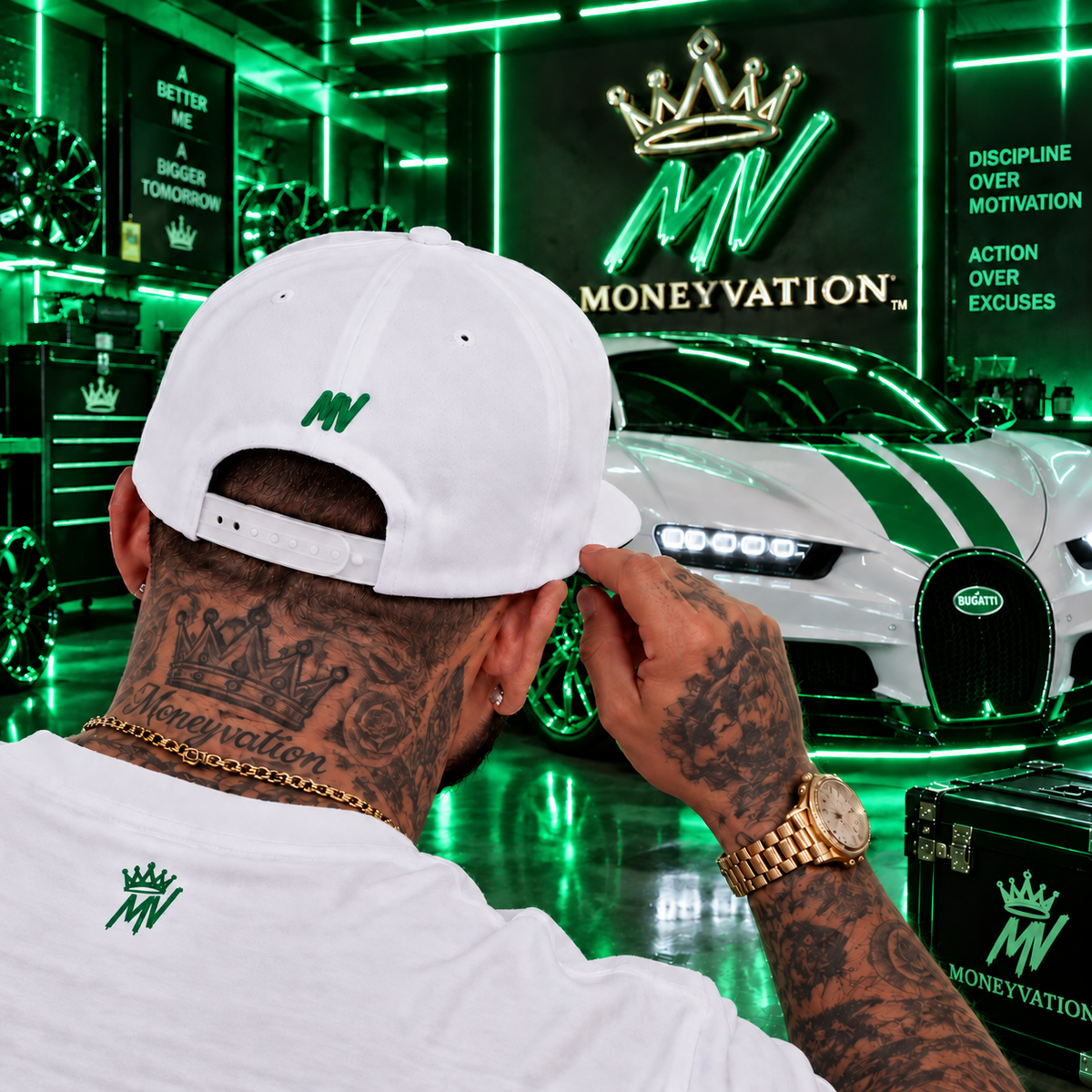 Moneyvation™ Signature Snapback Hat Forge Green