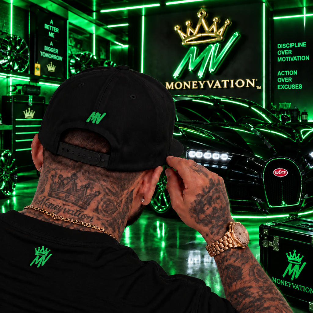Moneyvation™ Signature Snapback Hat Forge Green