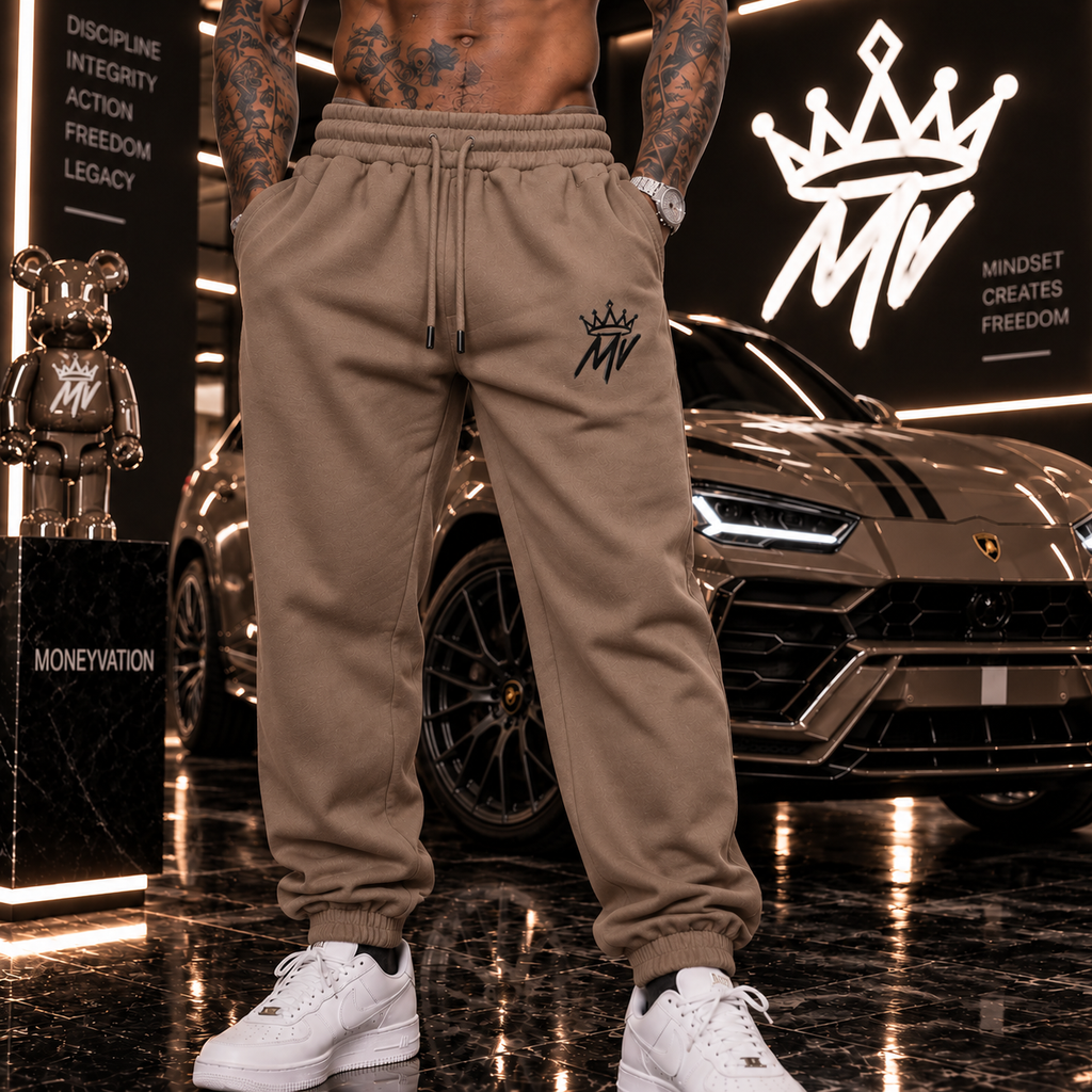 Moneyvation Black Emabroidery MV/CROWN Joggers