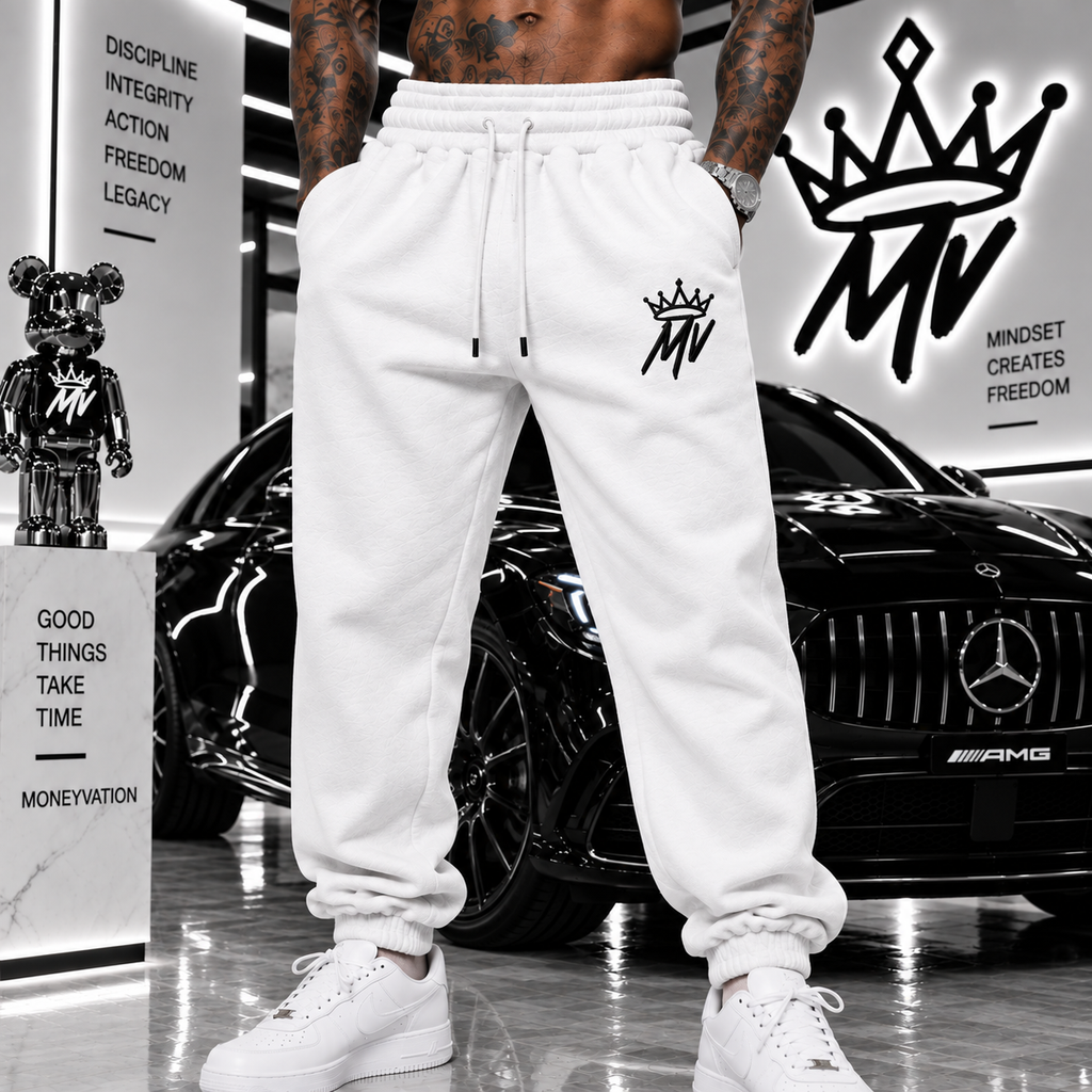 Moneyvation Black Emabroidery MV/CROWN Joggers