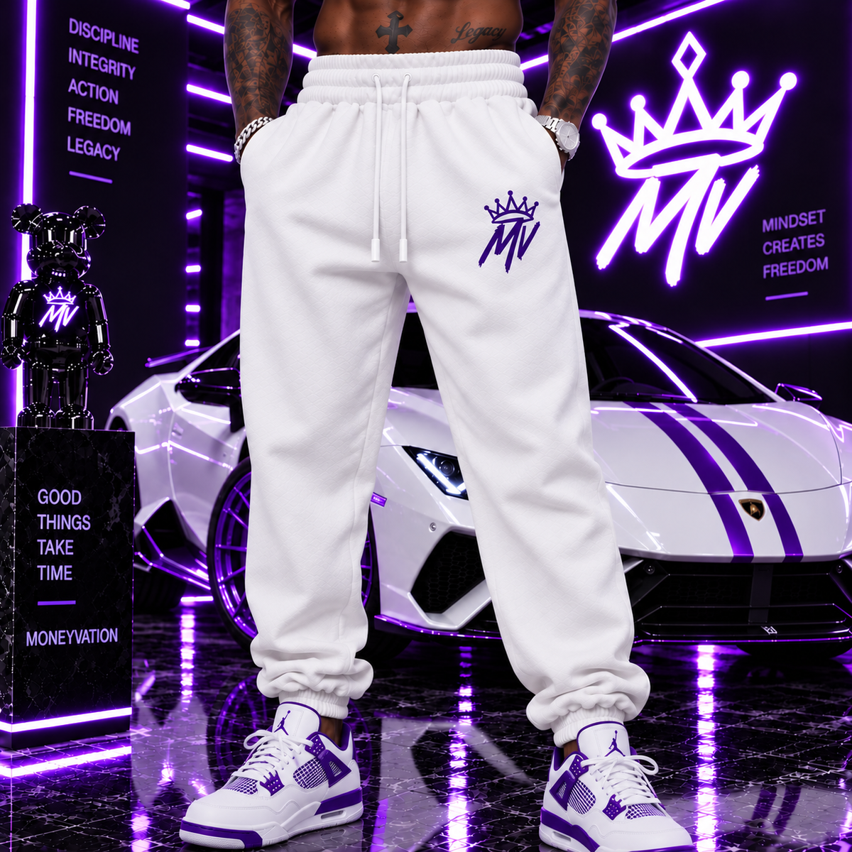 Moneyvation Purple Embroidery MV/CROWN Joggers