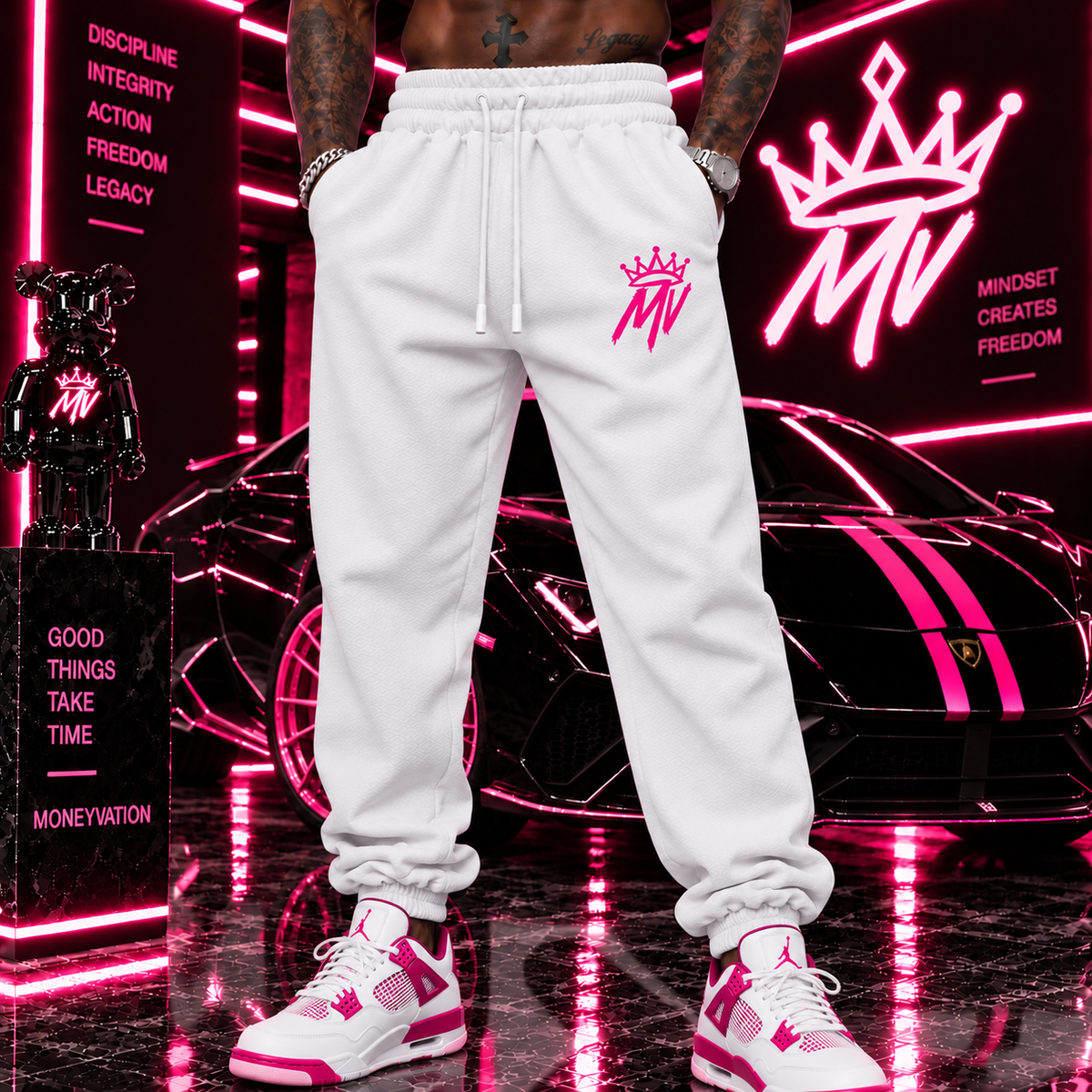 Moneyvation Pink Embroidery MV/CROWN Joggers
