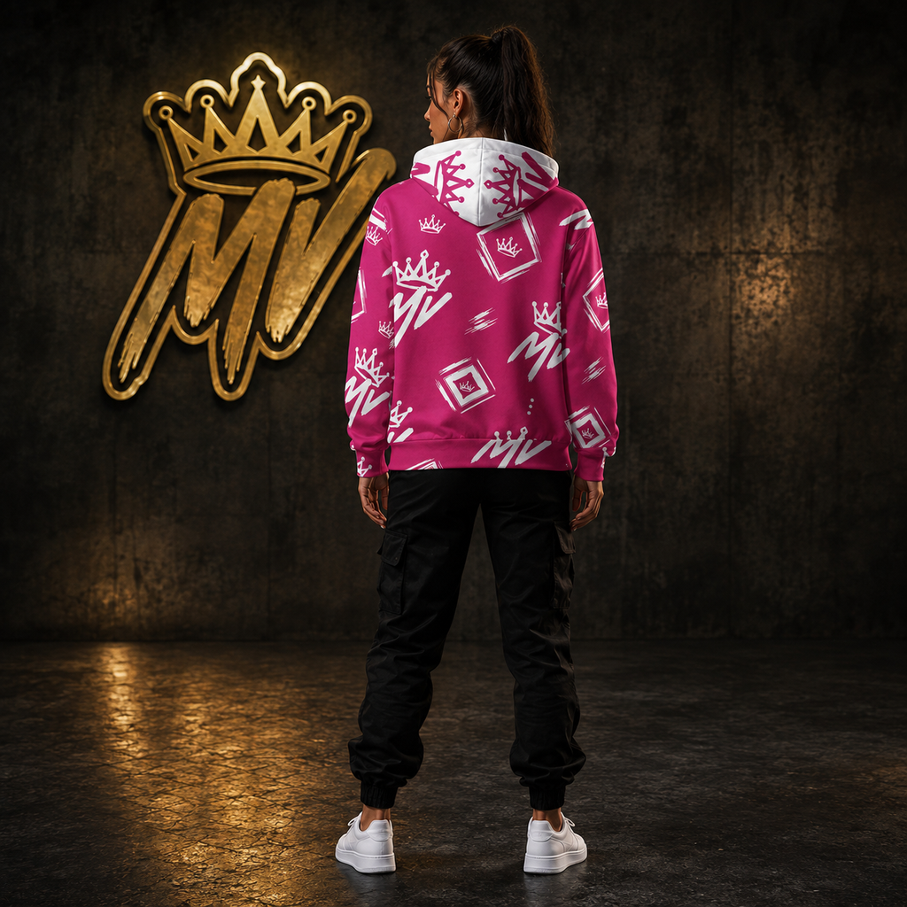 Moneyvation  Pink Signature Print Premium Cotton Hoodie