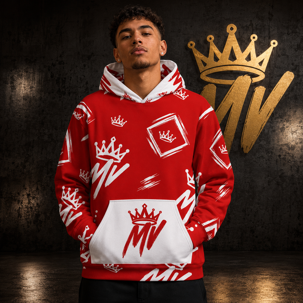 Moneyvation  Red Signature Print Premium Cotton Hoodie