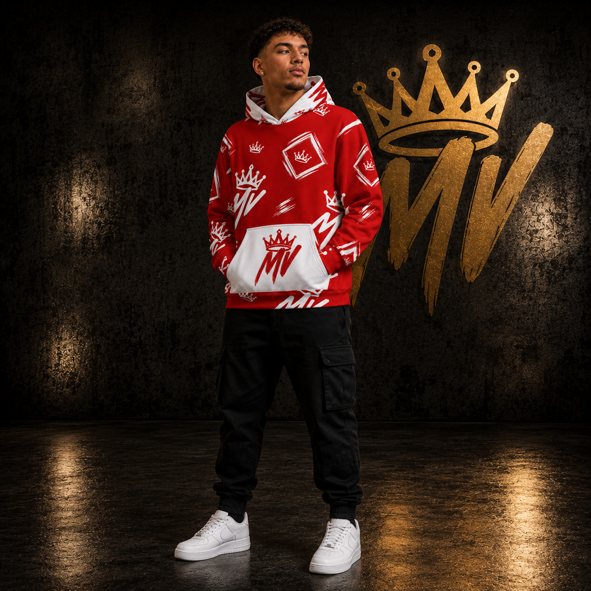 Moneyvation  Red Signature Print Premium Cotton Hoodie