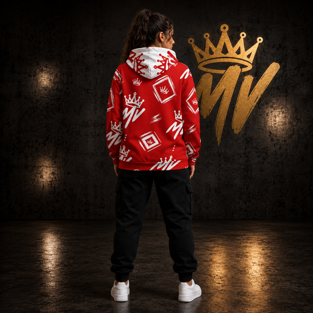Moneyvation  Red Signature Print Premium Cotton Hoodie