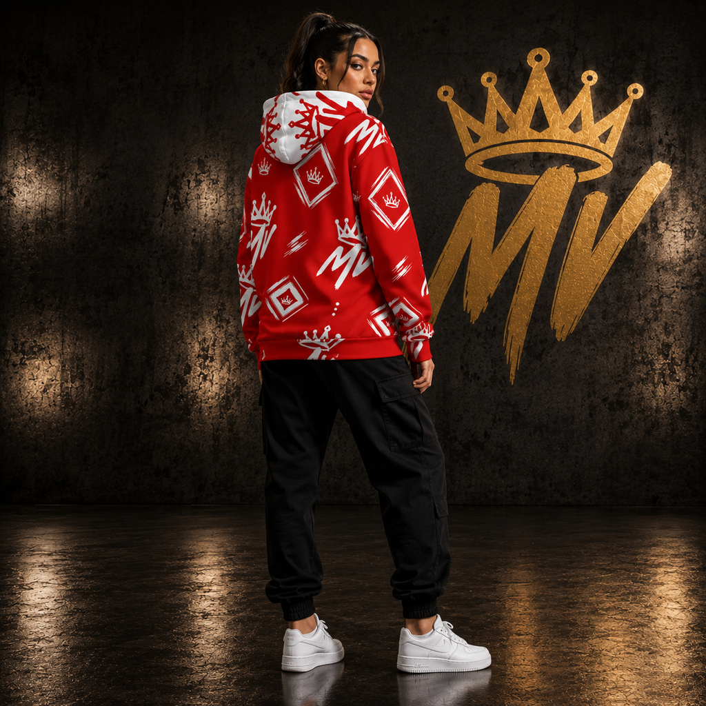 Moneyvation  Red Signature Print Premium Cotton Hoodie