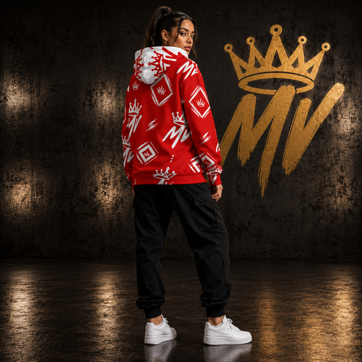 Moneyvation  Red Signature Print Premium Cotton Hoodie