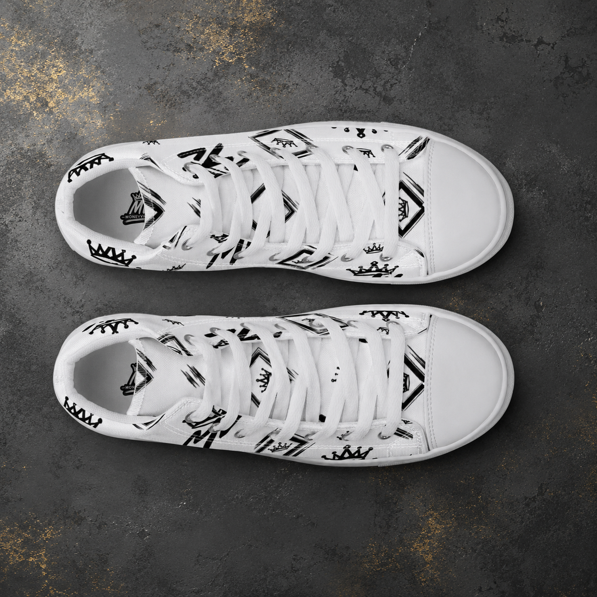 Moneyvation Signature Print Hightop Canvas Sneakers