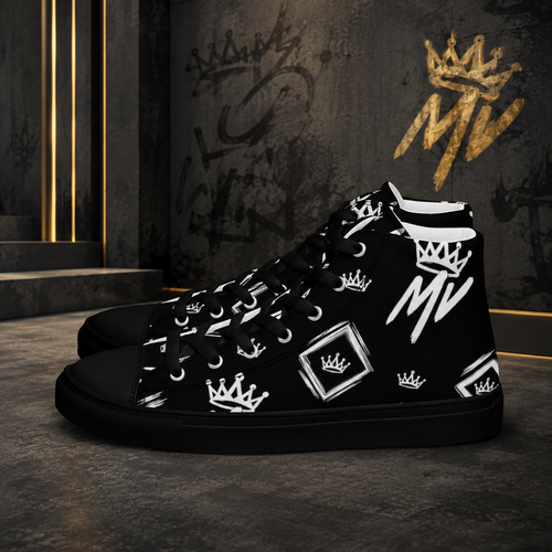 Moneyvation Signature Print Hightop Canvas Sneakers