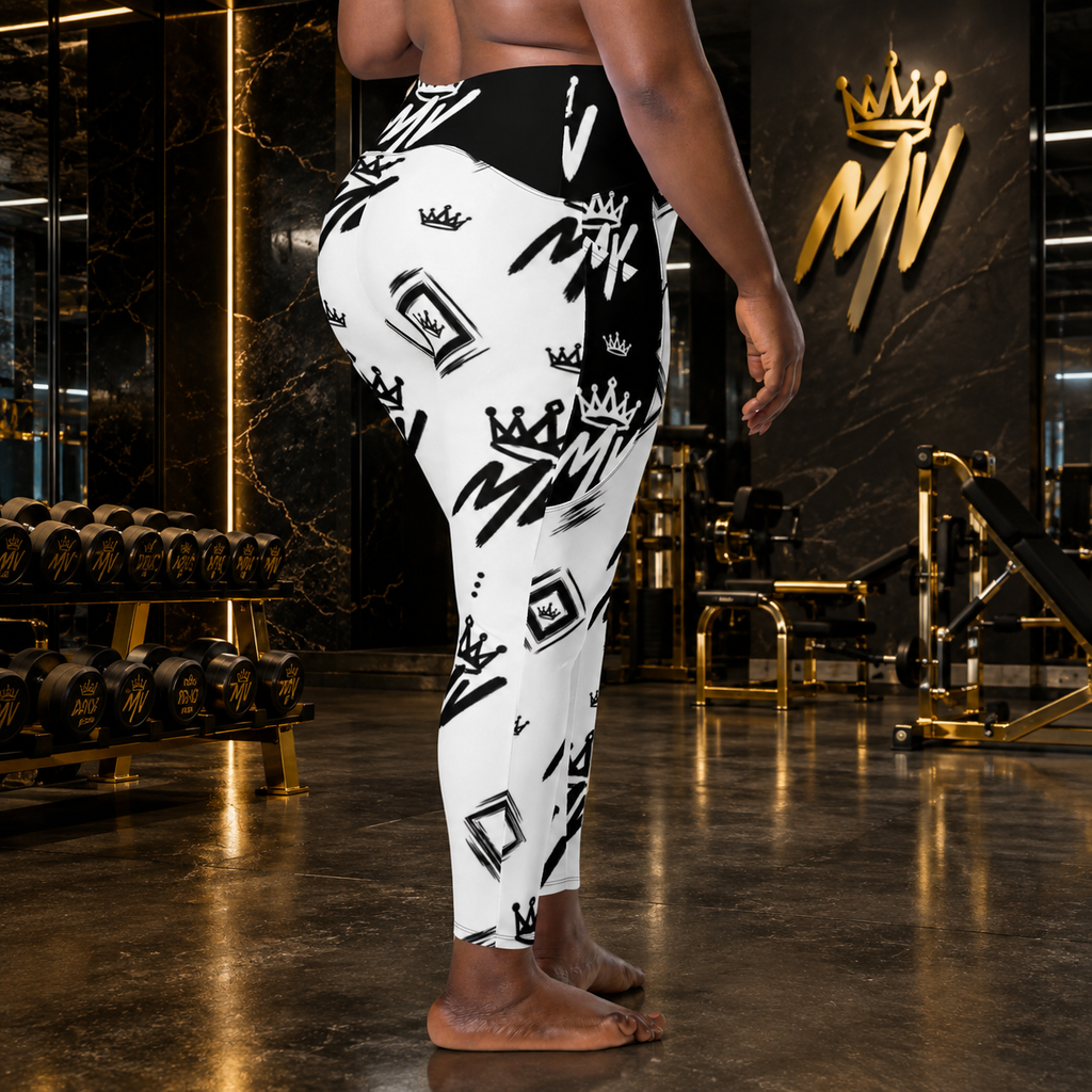 Moneyvation Signature Print Athletic Leggings with pockets