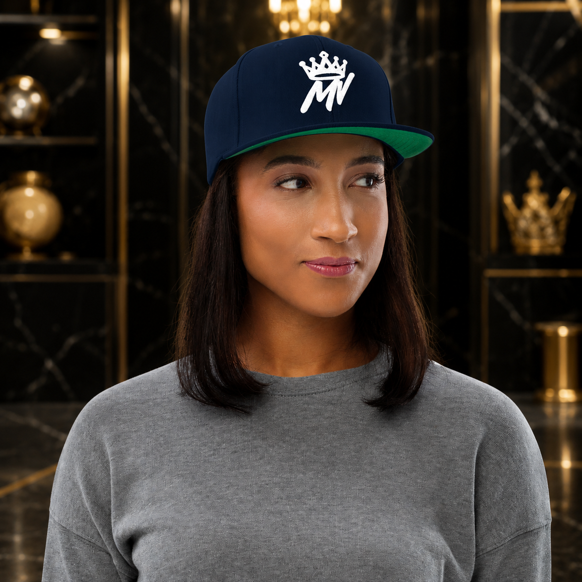 Moneyvation™ Signature Snapback Hat Summit White thread