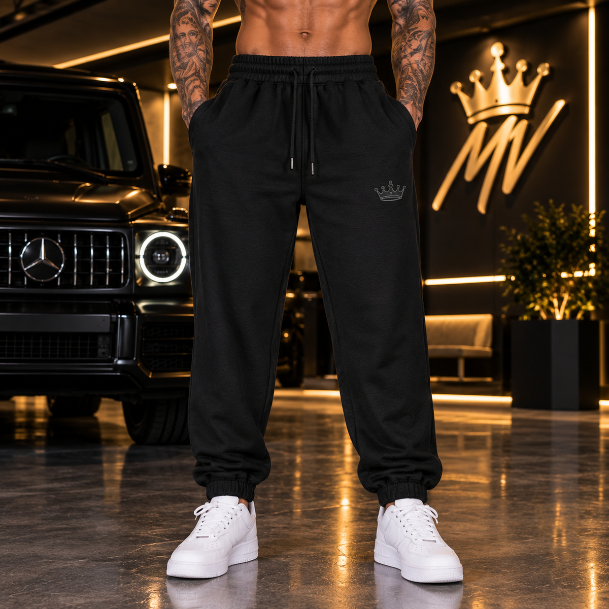Moneyvation Premium Legendary Black Crown Heavyweight Joggerers