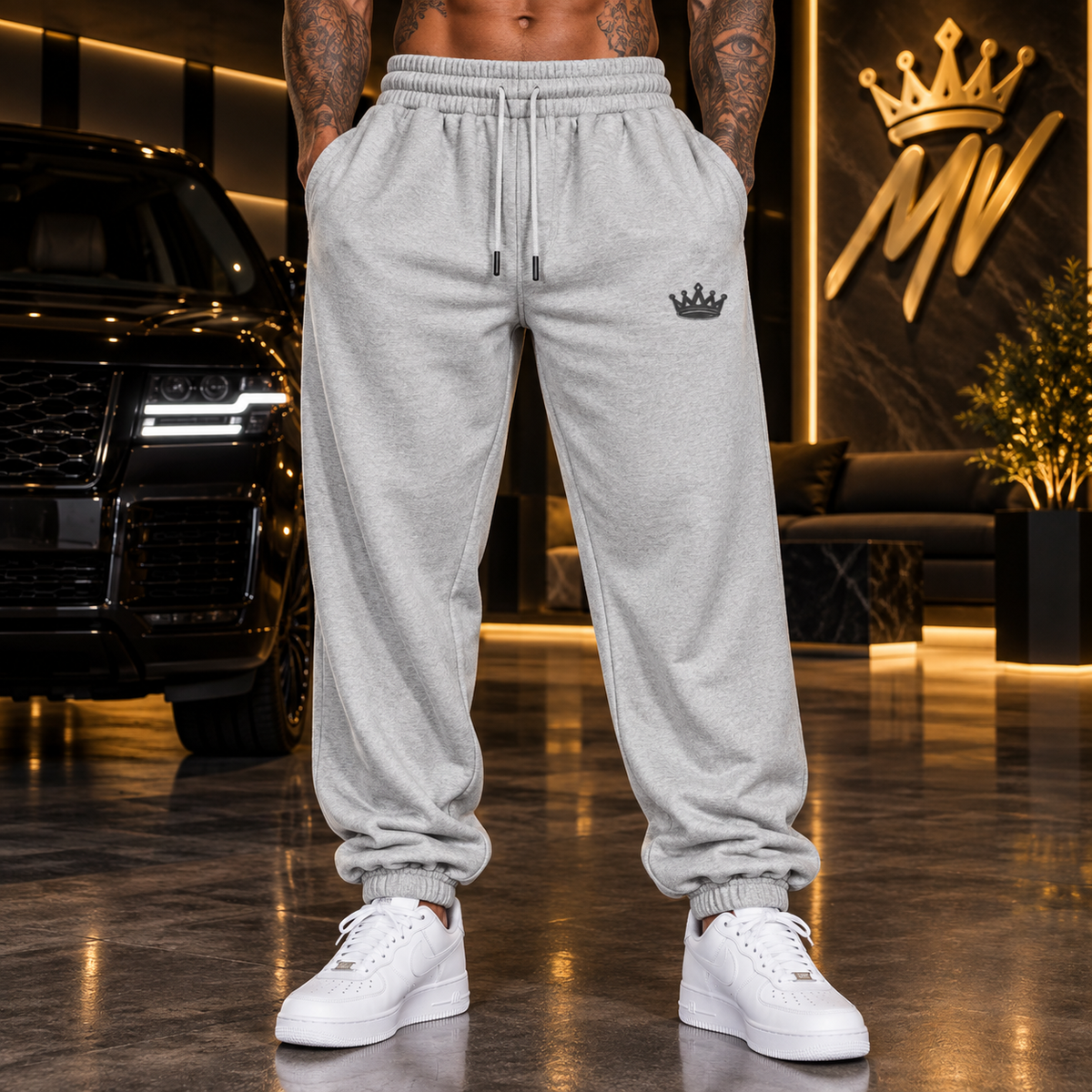 Moneyvation Premium Legendary Black Crown Heavyweight Joggerers