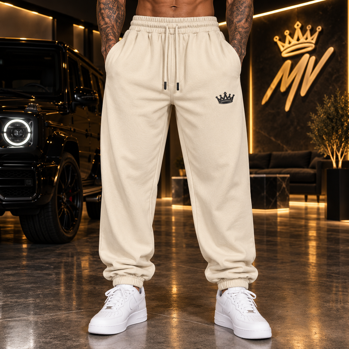 Moneyvation Premium Legendary Black Crown Heavyweight Joggerers