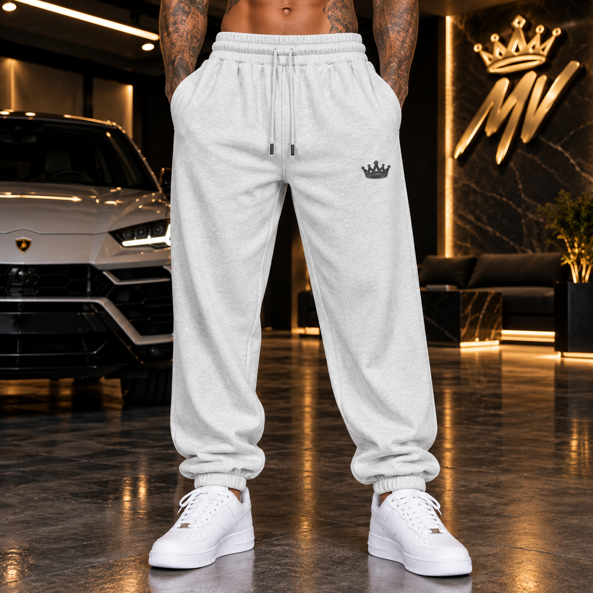 Moneyvation Premium Legendary Black Crown Heavyweight Joggerers