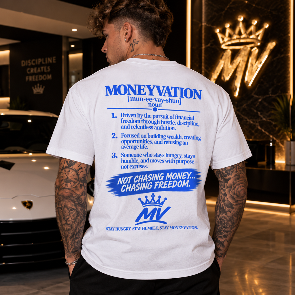 Moneyvation "Chasing Freedom" Legacy Blue Essential Tee
