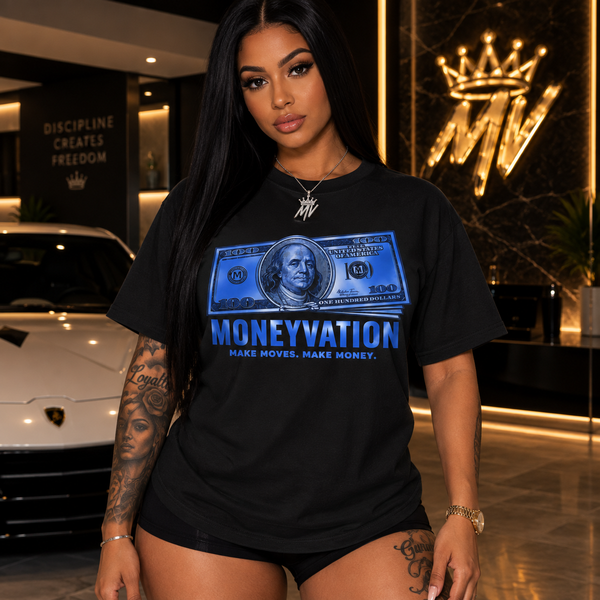 Moneyvation "Chasing Freedom" Legacy Blue Essential Tee