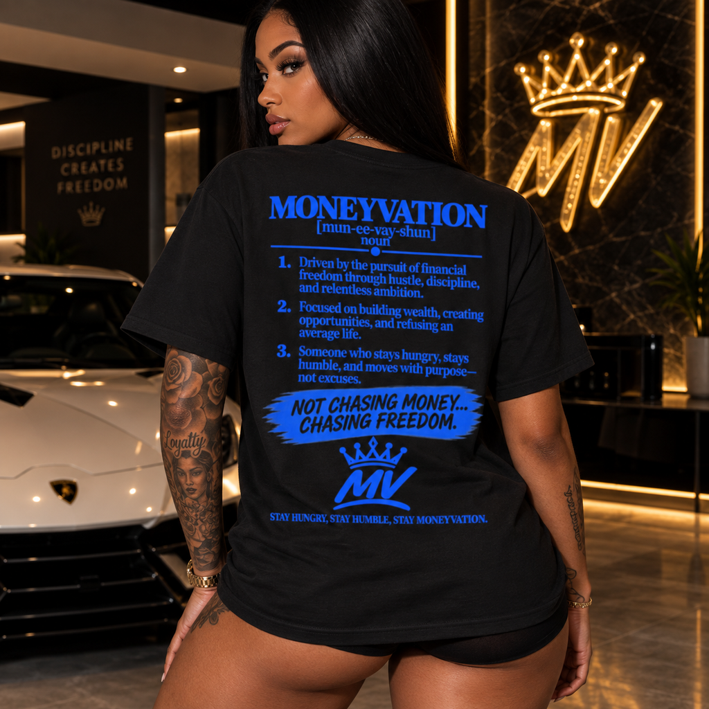 Moneyvation "Chasing Freedom" Legacy Blue Essential Tee