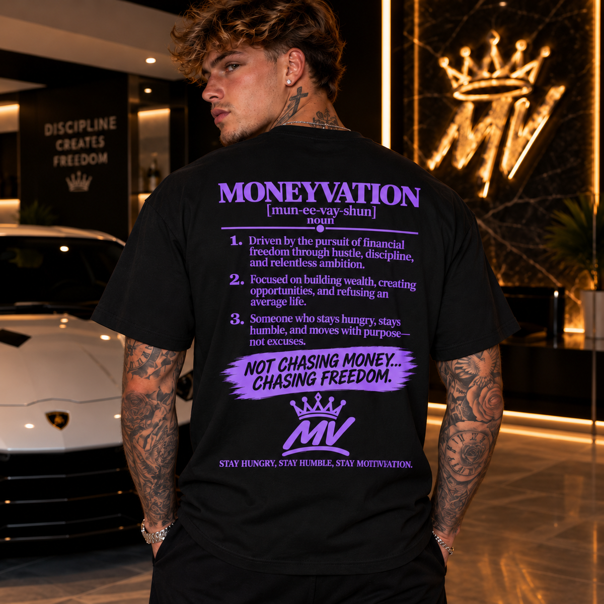 Moneyvation "Chasing Freedom" Royal Purple Tee