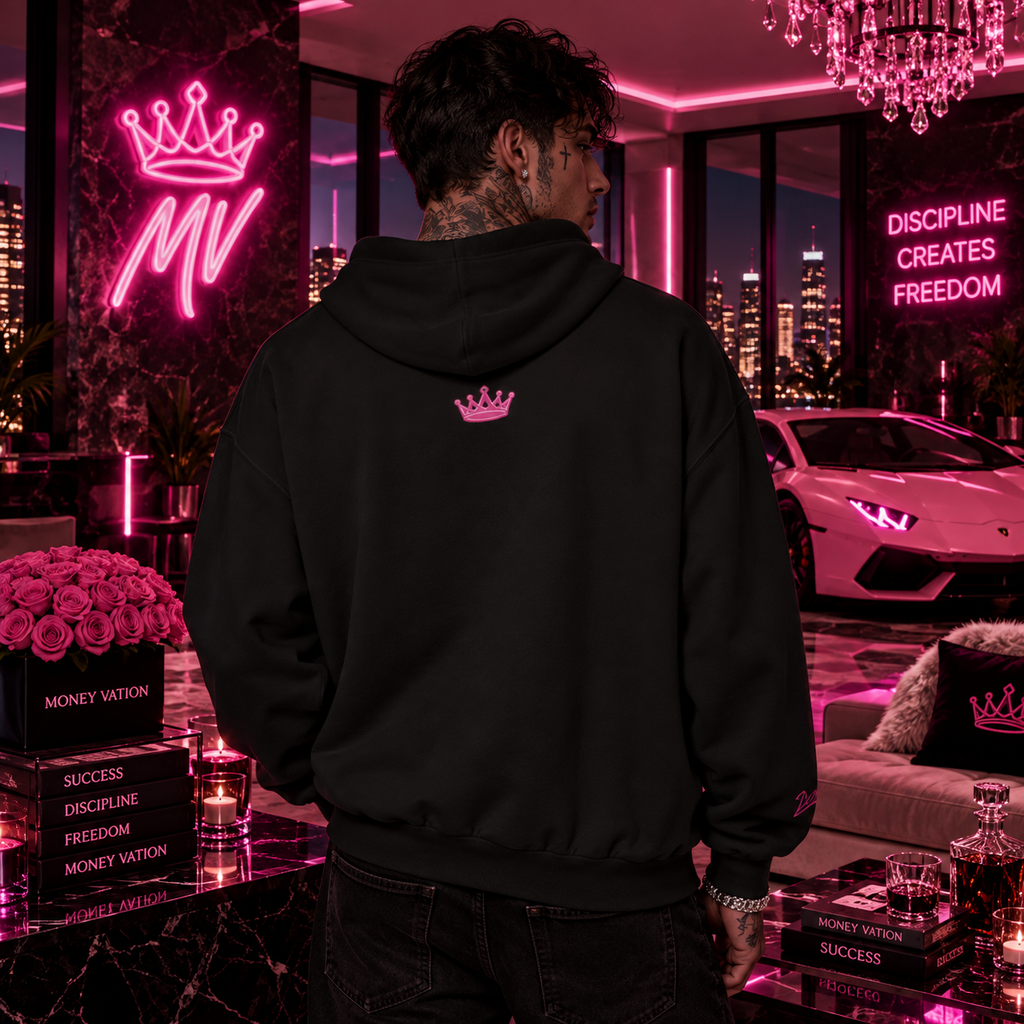 Moneyvation Premium Pink Crown Signature Heavyweight Hoodie