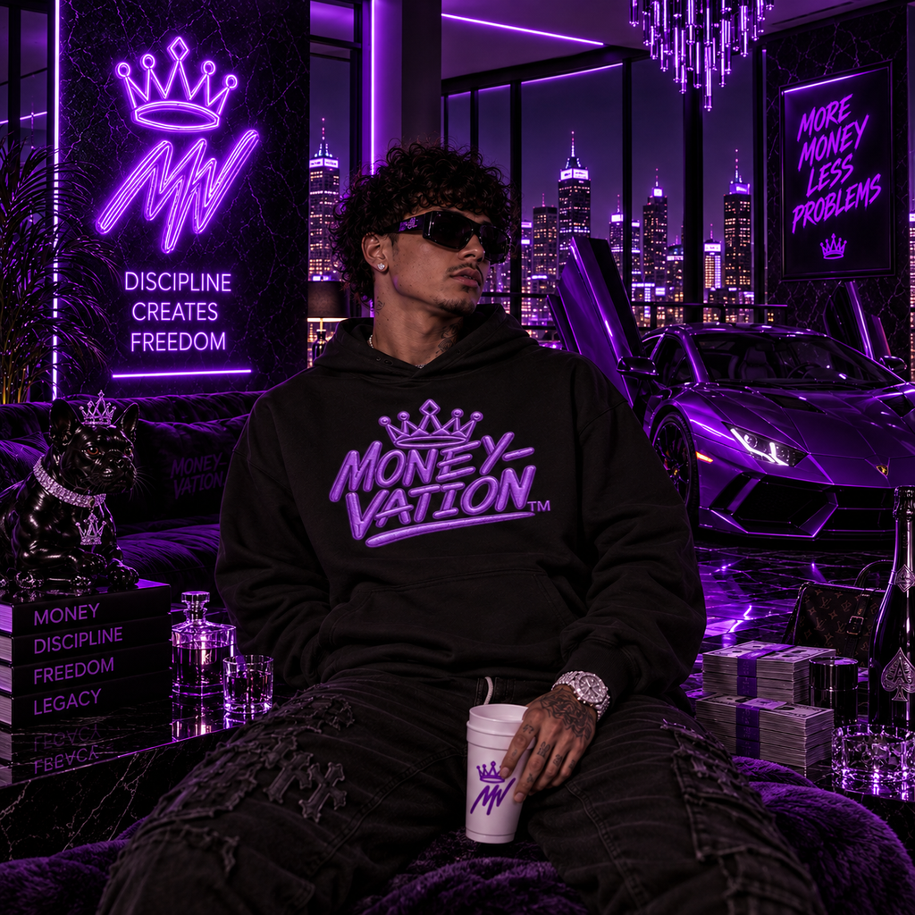 Moneyvation Premium Purple Crown Signature Heavyweight Hoodie