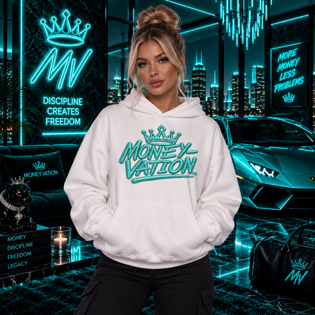 Moneyvation Premium Teal Crown Signature Heavyweight Hoodie