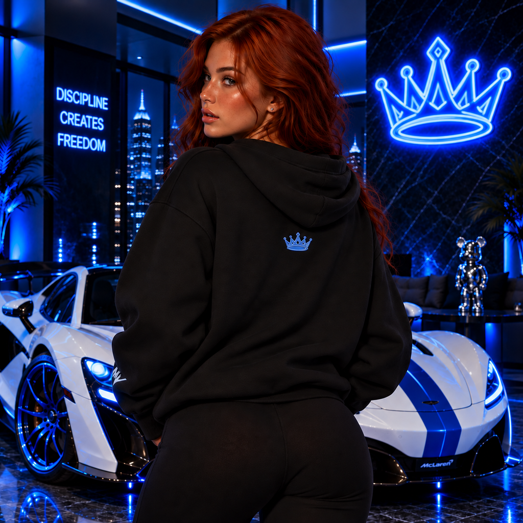 Moneyvation Premium Legacy Blue  Crown Signature Heavyweight Hoodie