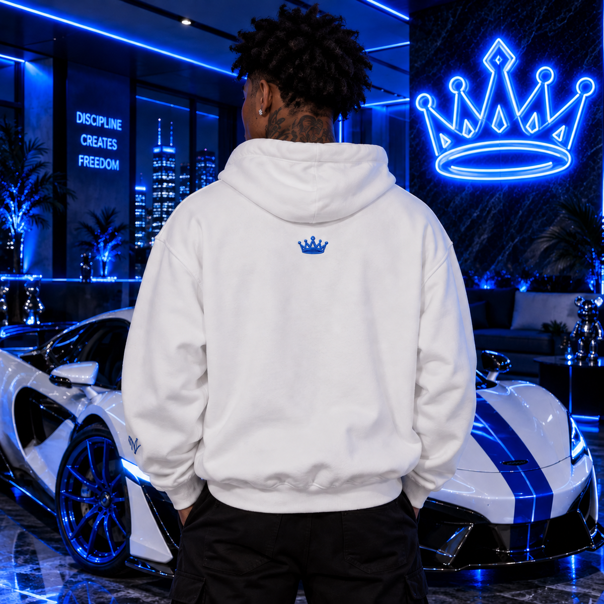 Moneyvation Premium Legacy Blue  Crown Signature Heavyweight Hoodie