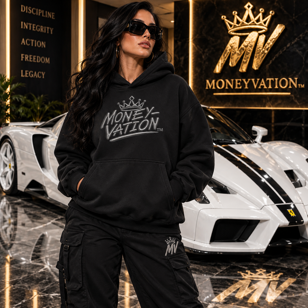 Moneyvation Premium Black Crown Signature Heavyweight Hoodie