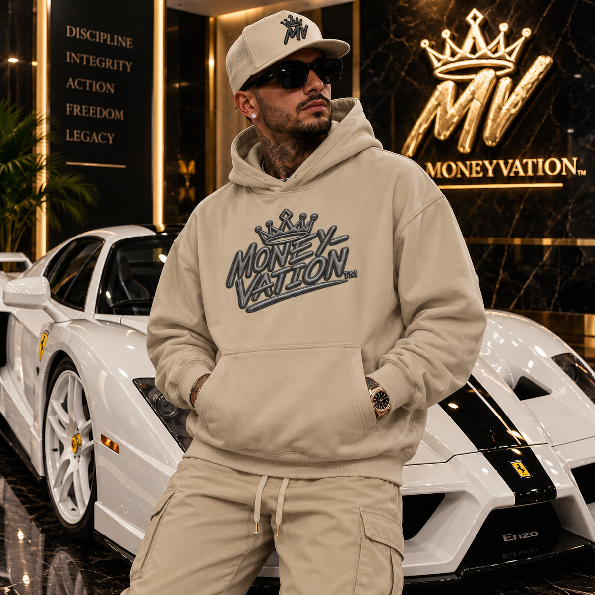 Moneyvation Premium Black Crown Signature Heavyweight Hoodie