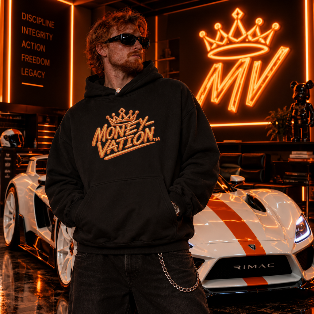 Moneyvation Premium Orange Crown Signature Heavyweight Hoodie