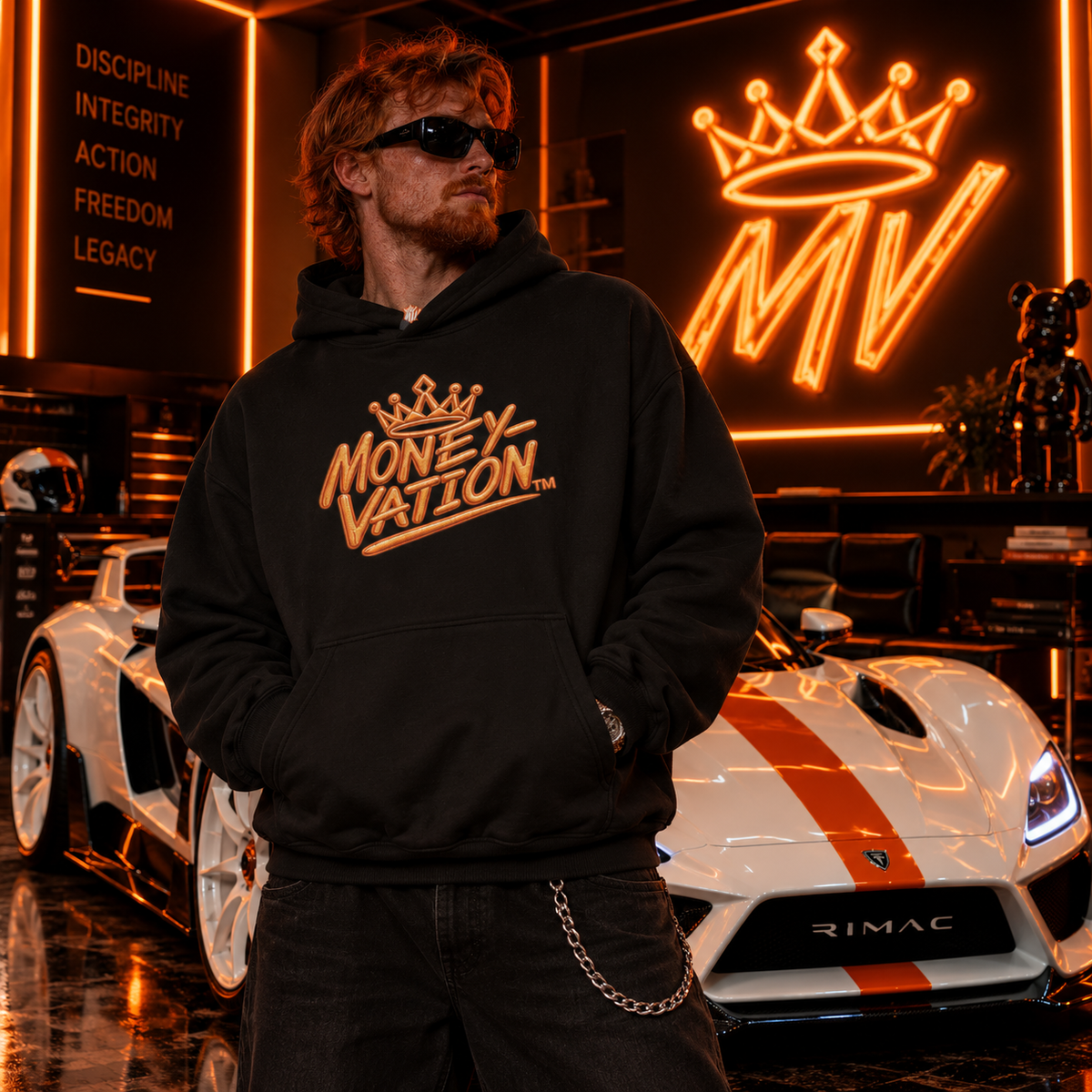 Moneyvation Premium Orange Crown Signature Heavyweight Hoodie