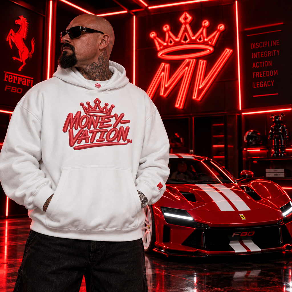 Moneyvation Premium Red Crown Signature Heavyweight Hoodie