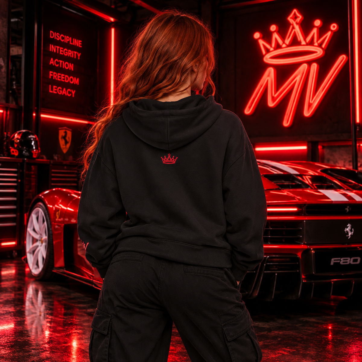 Moneyvation Premium Red Crown Signature Heavyweight Hoodie