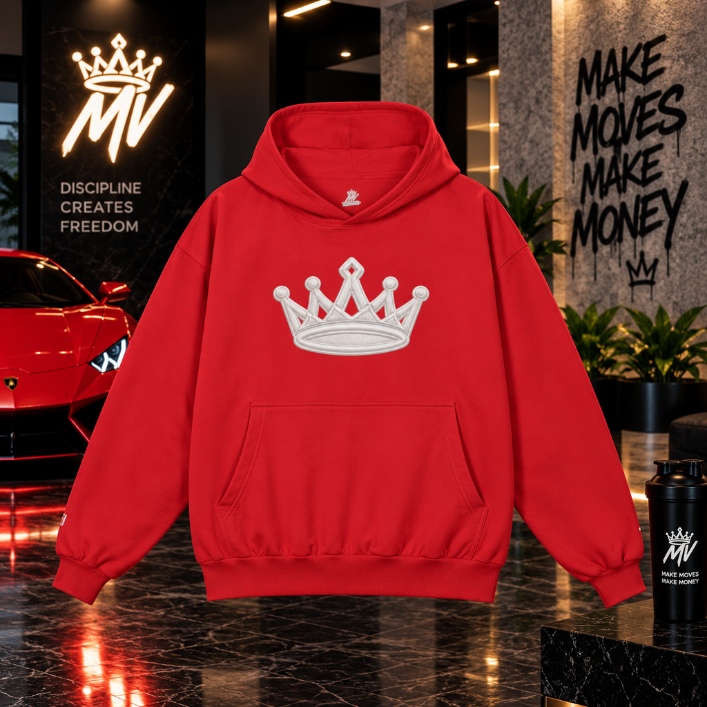 Moneyvation Premium White Crown Signature Heavyweight Hoodie