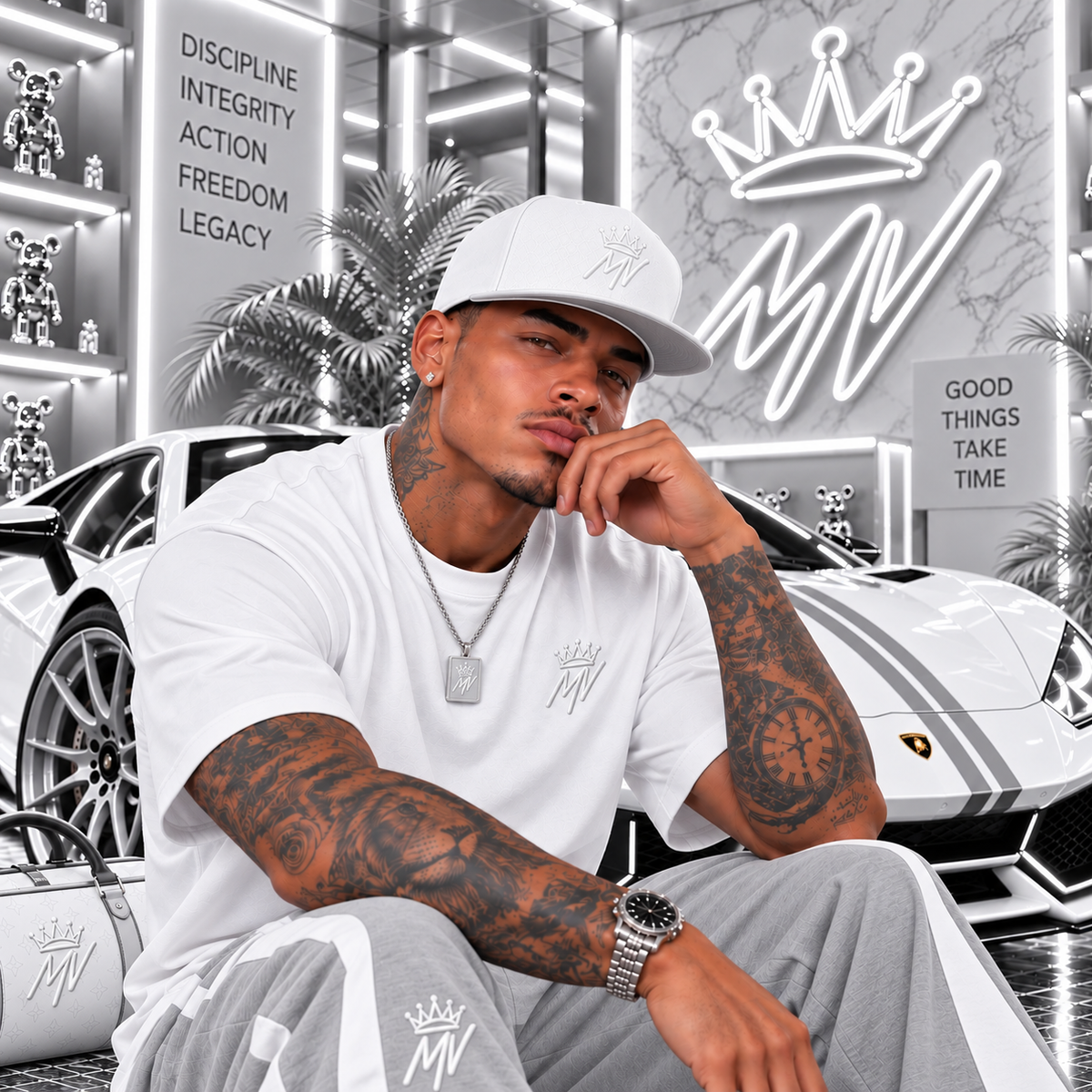 Moneyvation™ Signature Snapback Hat Summit White thread