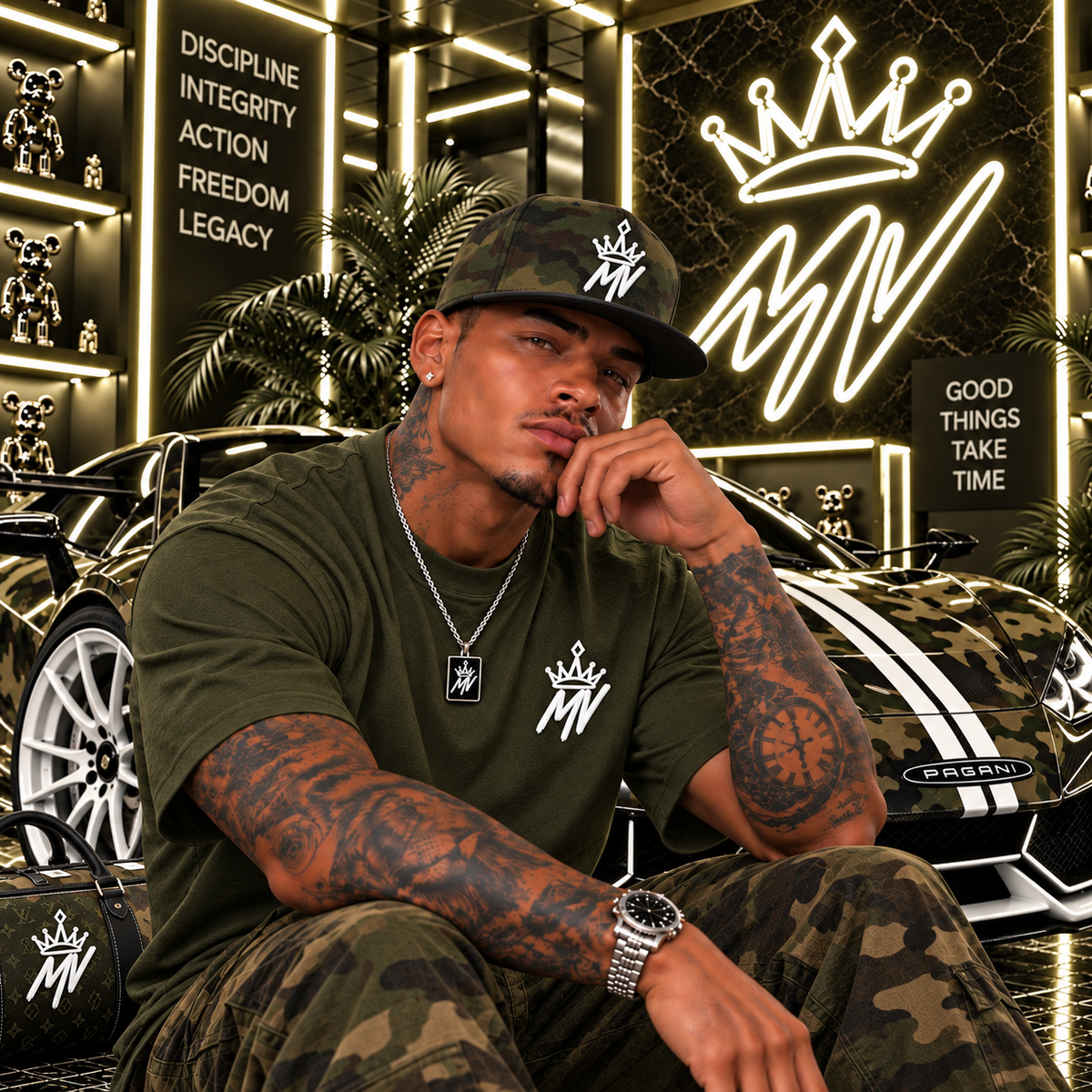 Moneyvation™ Signature Snapback Hat Summit White thread