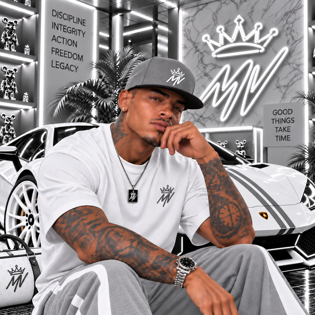 Moneyvation™ Signature Snapback Hat Summit White thread
