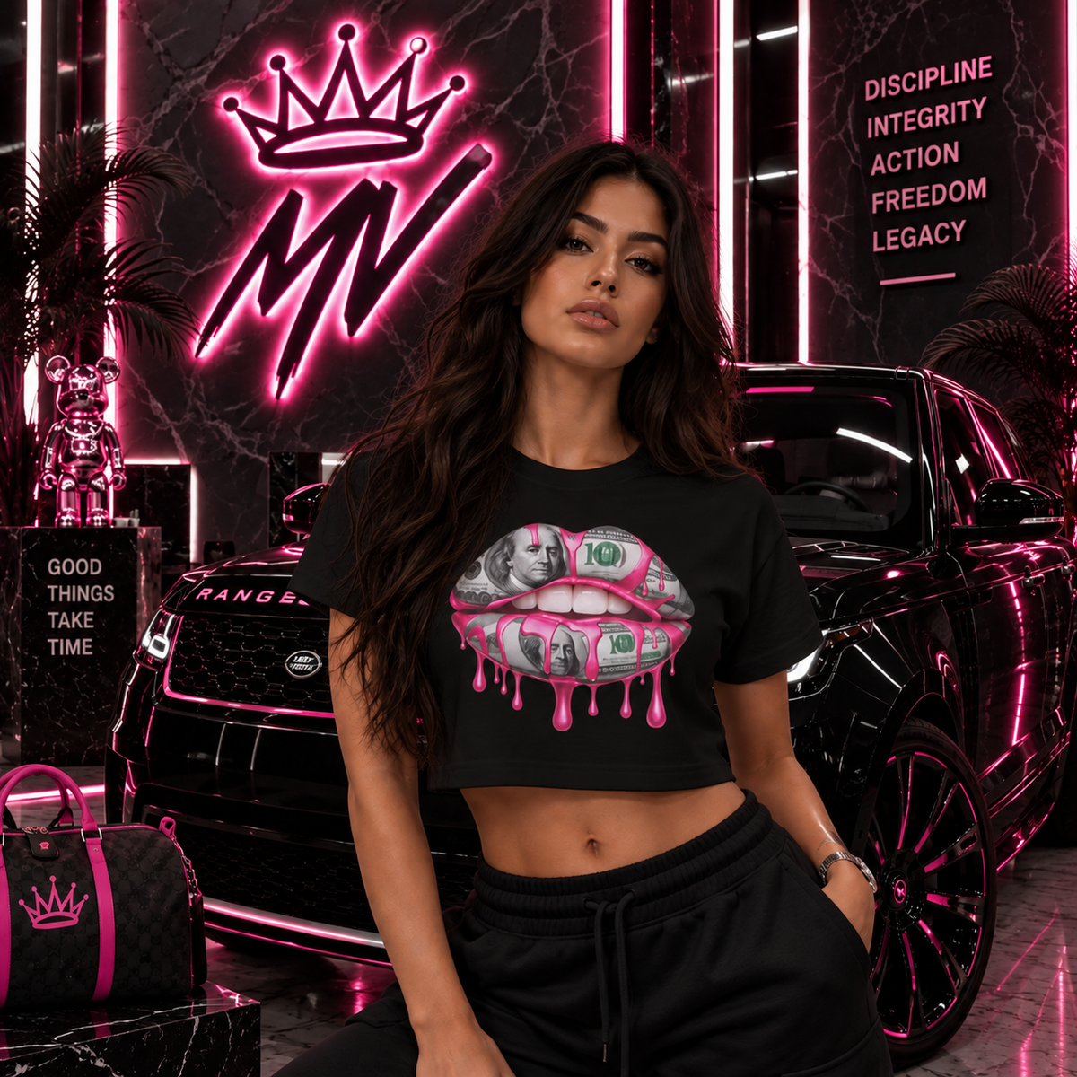 Moneyvation Moneylips Crop Top Tee