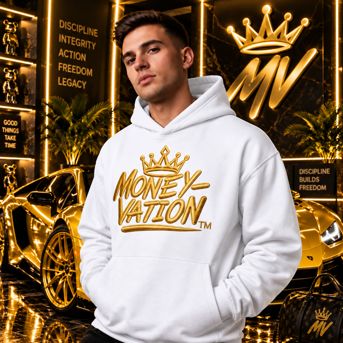 Moneyvation Victory Gold Heavyweight Relaxed-Fit Hoodie