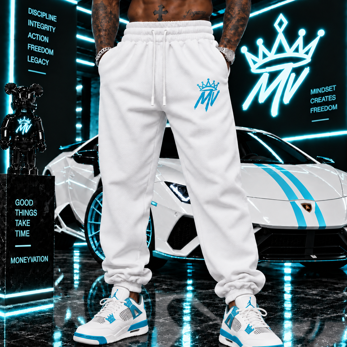 Moneyvation Aqua Embroidery MV/CROWN Joggers
