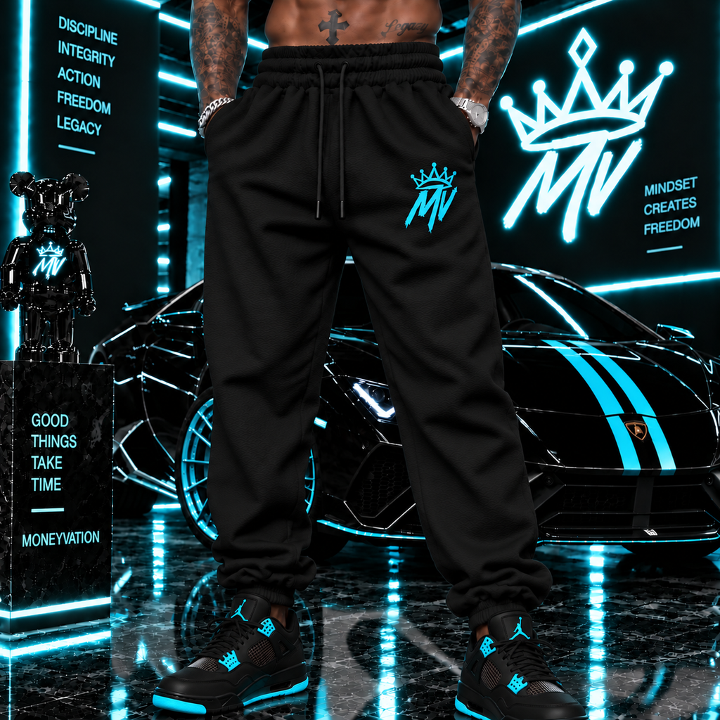 Moneyvation Aqua Embroidery MV/CROWN Joggers