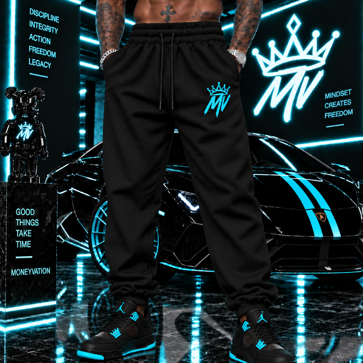 Moneyvation Aqua Embroidery MV/CROWN Joggers